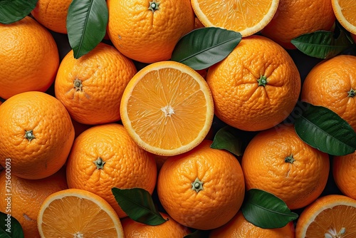 Many orange presenting vibrant array of fresh juicy and organic appeal embodying healthy vitamins in sweet and ripe background of citrus nature ideal for vegetarian diet leaves accentuating freshness photo