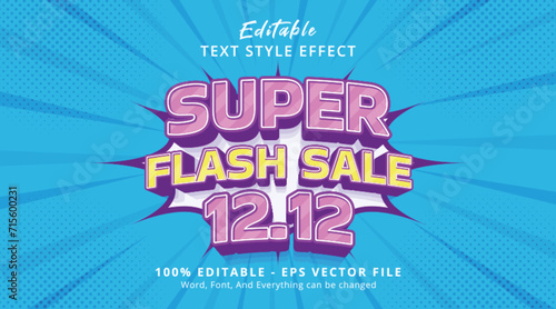 Editable text effect Super Flash Sale 3d cartoon comic art style