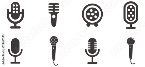 A set of various microphone design. Microphone vector design collection. photo