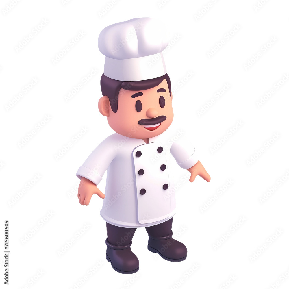 3D Cartoon Chef on White Background 3D Cartoon Chef on White Background