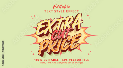 Editable text effect Extra cut Price 3d style