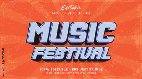 Editable text effect Music Festival 3d style