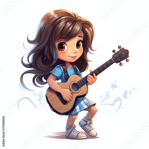 Cute girl is playing guitar