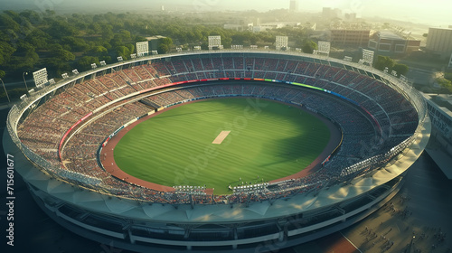 Cricket stadium Day view, Sunlight View, Drone View of Cricket Stadium