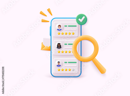 Human resource management and hiring concept. Job interview, recruitment agency vector illustration. 3D Vector Illustrations.