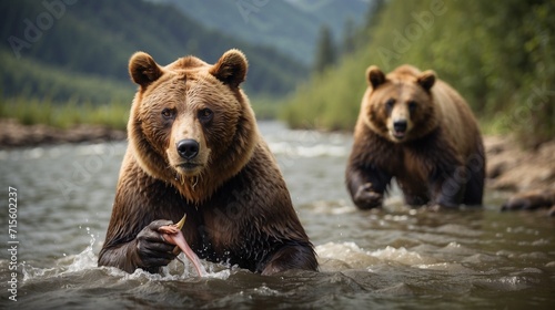 brown bear in water photo