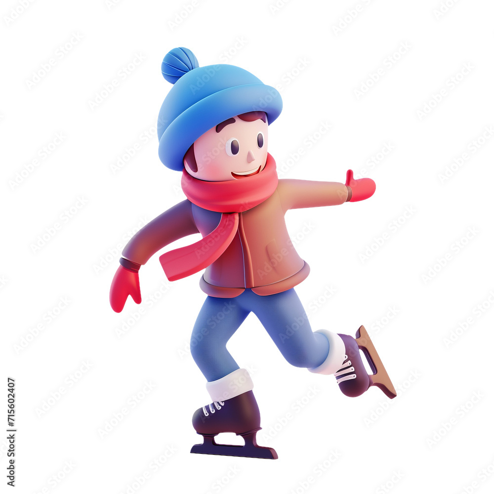 3D Rendered Illustration of a Child Ice Skating Isolated on White Background 3D Rendered Illustration of a Child Ice Skating Isolated on White Background