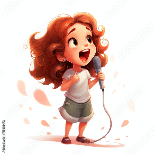 Cute girl are singing very happy