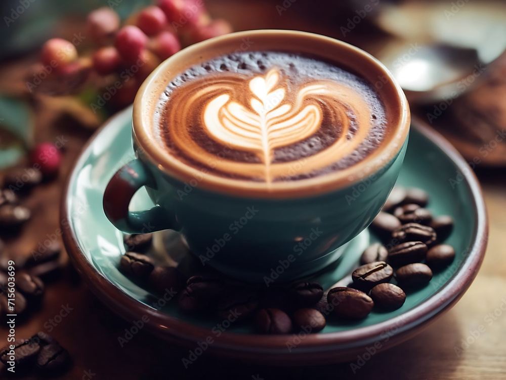 Beautiful coffee with Beautiful cup by ai generated Beautiful coffee with Beautiful cup by ai generated