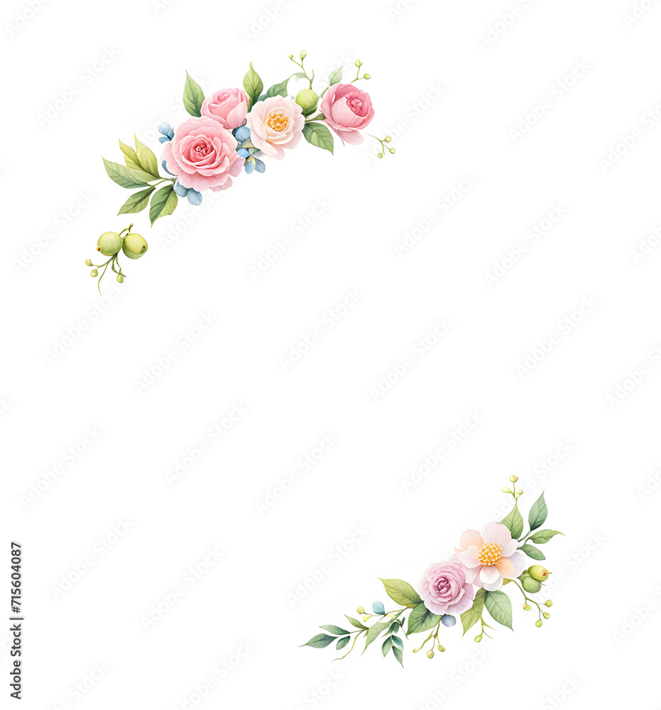 minimalist-style-watercolor-illustration-featuring-a-frame-composed-of-roses-absence-of-background