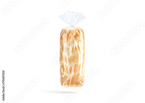 Blank bread in transparent cellophane pack mockup, no gravity