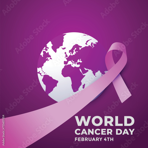 Gradient world cancer day vector illustration with ribbon