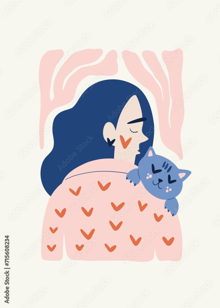 Modern Romantic, Valentine's day vertical flyer or poster template. Love hand drawn trendy illustration. Modern Romantic, Valentine's day vertical flyer or poster template. Love hand drawn trendy illustration.