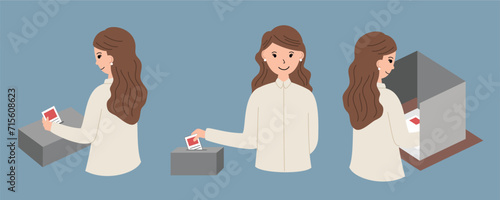 Set of indonesian election. Indonesian Election Day vector illustration. People holding election papers calling to vote in election day.