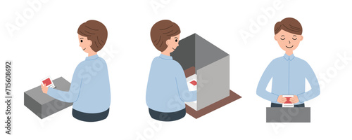 Set of indonesian election. Indonesian Election Day vector illustration. People holding election papers calling to vote in election day.