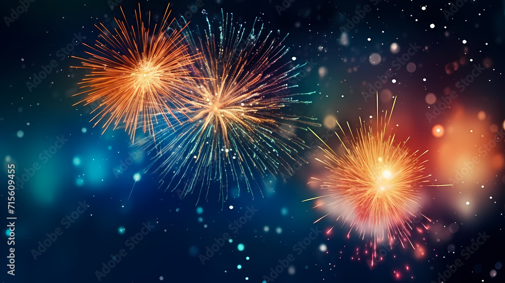 Fototapeta premium Fireworks background for celebration, holiday celebration concept