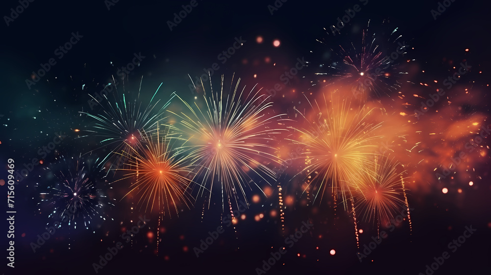 Beautiful fireworks background at night for holiday decoration