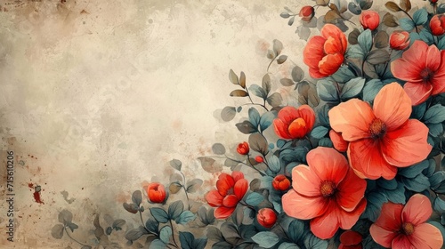 watercolor background, background with flowers with copy space © nataliya_ua