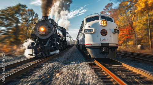 Explore the fascinating evolution of rail travel with our stock photos, comparing the charm of old trains with the efficiency and innovation of modern rail transport. 