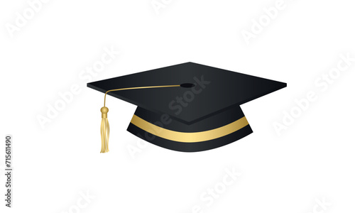 Congratulations on your graduation from school. Class of 2024. Graduation cap, confetti and balloons. Congratulatory banner. Academy of Education School of Learning