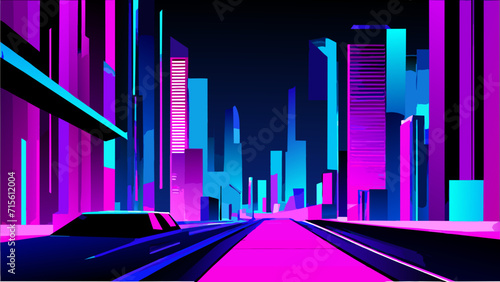 Neon cityscape at midnight. vektor illustation