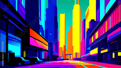 Neon cyberpunk cityscape. vektor illustation
