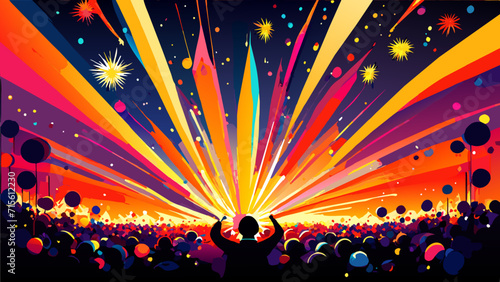 Fireworks painting the night sky. vektor illustation