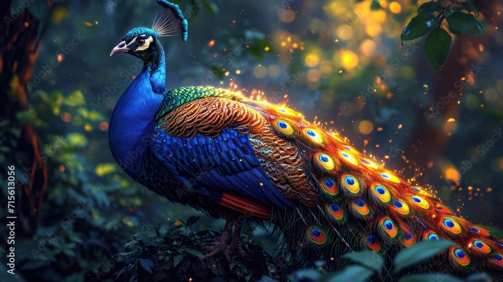 Fototapeta premium beautiful peacock with feathers 