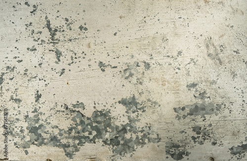 Old scraped metal sheet of galvanized steel with worn out acrylic paint, grunge texture