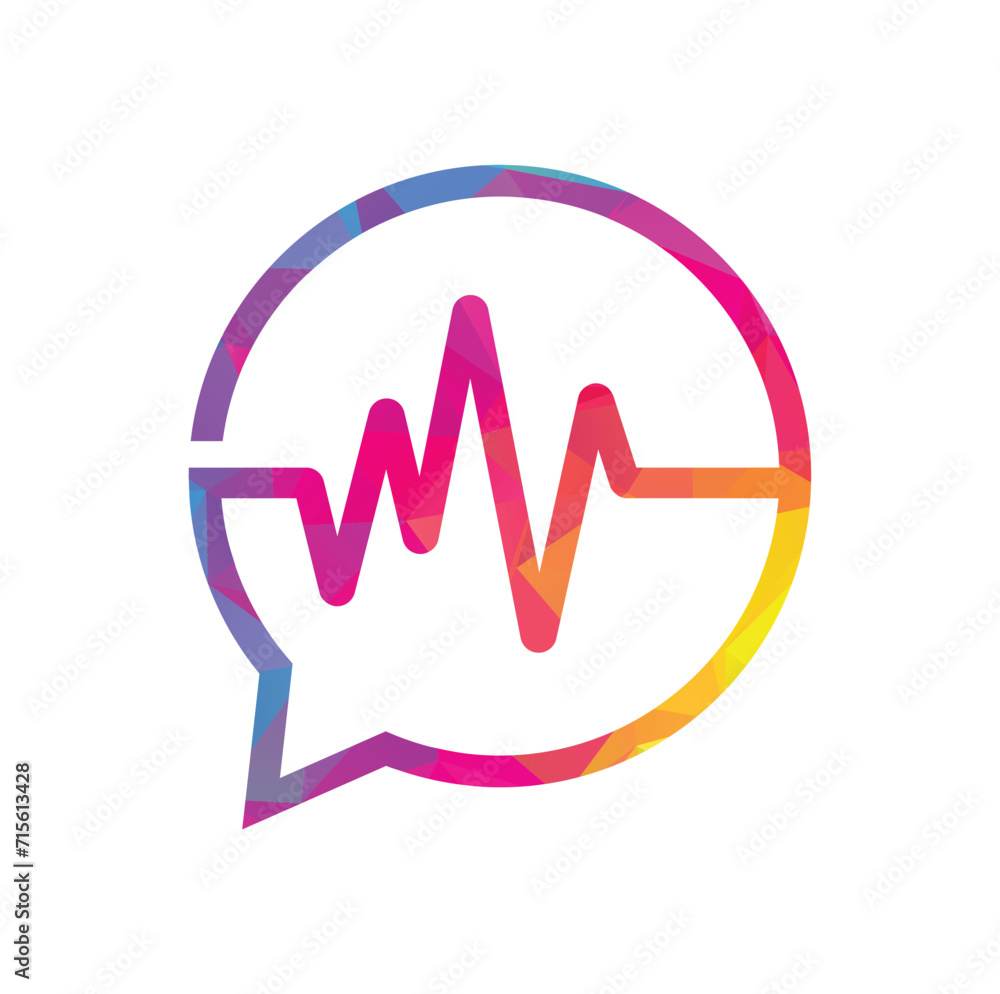 Health Consult logo designs concept. Medical logo and Heartbeat Waves in Chat Icon Logo Template