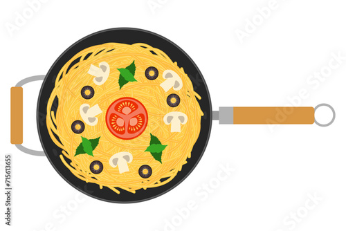 cooked macaroni pasta spaghetti with vegetables stock vector illustration
