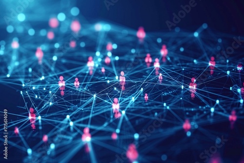 Connecting people on the internet, nodes transforming. Social network connections. Information technology of internet of things IOT big data clouds computing using artificial intelligence AI