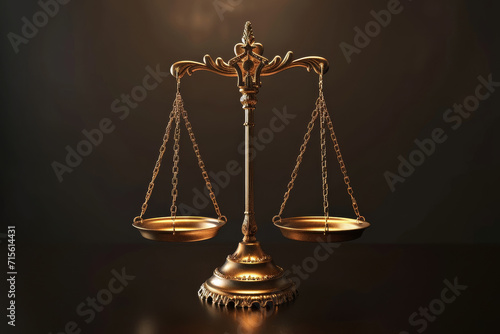 A Symbol Of Justice A 3D Rendered Image Of A Legal Setup. Сoncept Legal System, Justice Symbol, 3D Render, Courtroom Setup