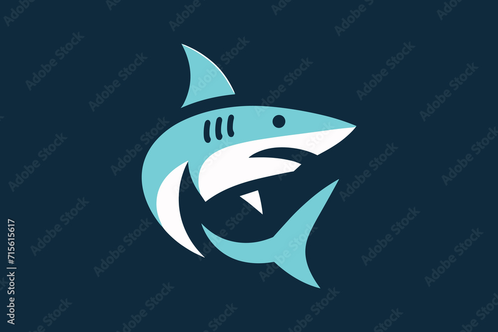 Naklejka premium Shark. simple flat logo. retro style. Vector illustration