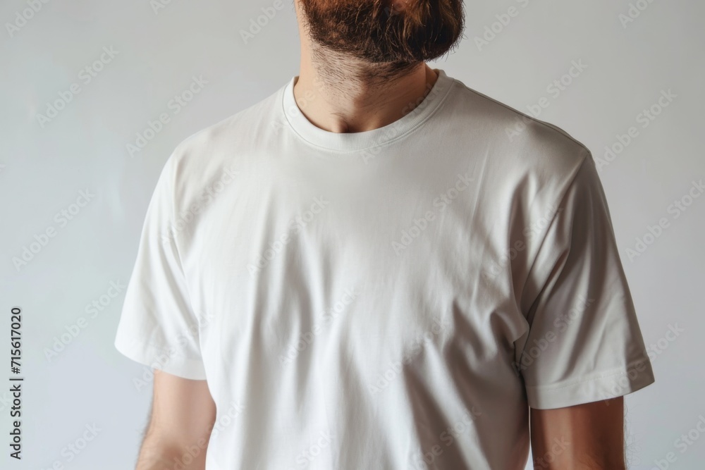 Man In White Tshirt On White Background, Mockup Man In White Tshirt On White Background, Mockup