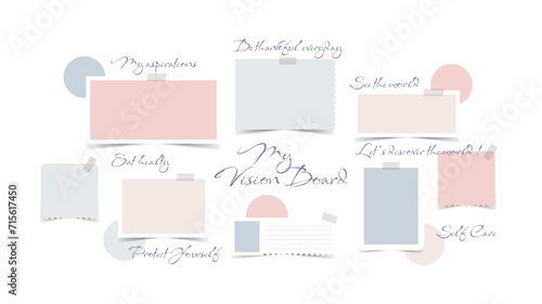 Vector photo collage template moodboard pictures grids vector illustration, vision board	