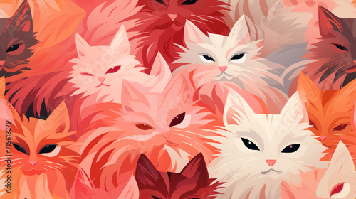 Pink background consisting of cats
