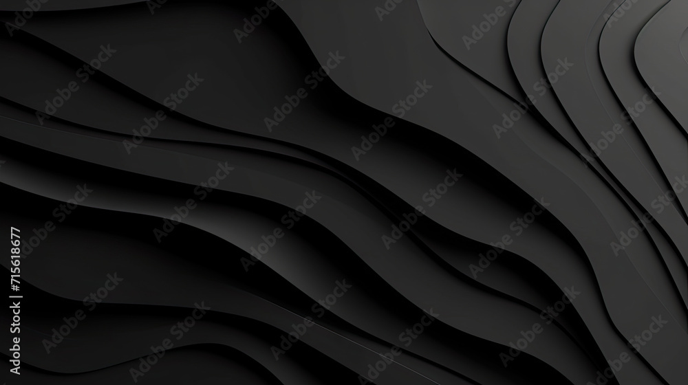 Abstract black luxury background. luxurious black line background. Dark black wave.Curved surface with light is a monochromatic photo capturing artistic, abstract, and minimalist concepts. - obrazy, fototapety, plakaty 