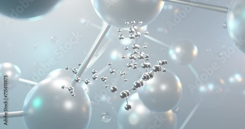 Travoprost rotating 3d molecule, molecular structure of travatan, seamless video photo