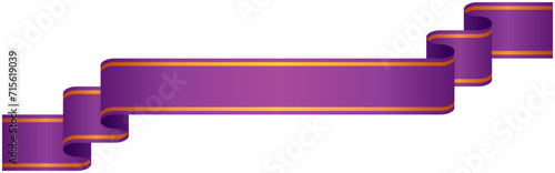 Vector illustration of Gradation ribbon with gold line 7 (purple)