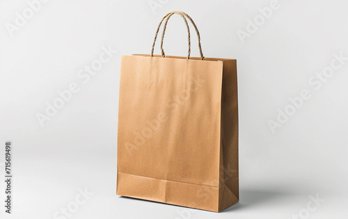Paper Shopping Bag isolated on white background, ai technology