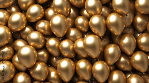 Golden balloon texture. Background of golden balloons 