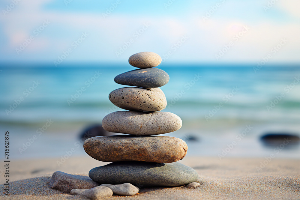Beautiful sea landscape view summer sunny weather stones picture wallpaper created with generative ai Beautiful sea landscape view summer sunny weather stones picture wallpaper created with generative ai