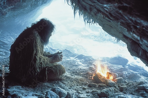 Chronicles of prehistoric life: primitive man, delving into the mysteries of early human existence, tools, culture, and survival in the ancient epochs of our evolutionary past photo