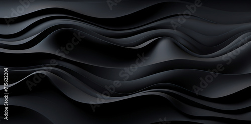a black abstract texture with black wavy lines, in the style of repetitive, 3d, rounded, dark gray and indigo, soft-edged, stylish