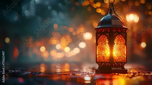 Lantern with bokeh background, Ramadan Kareem background