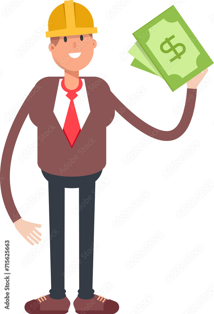 Engineer Character Holding Dollar Banknotes
Engineer Character Holding Dollar Banknotes