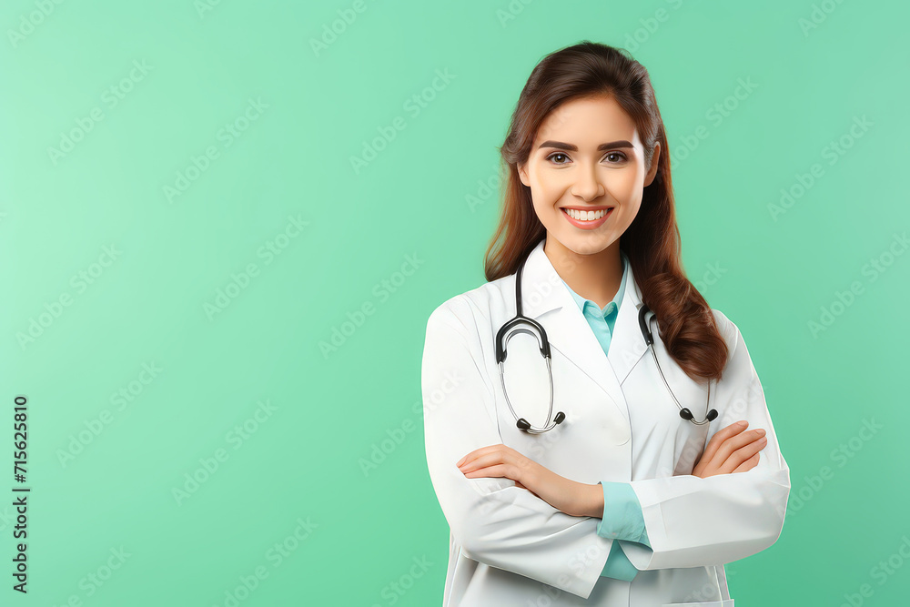 Portrait smart doctor woman cross arm with confidence. Portrait smart doctor woman cross arm with confidence.