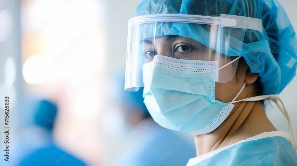 A Portrait smart surgery doctor with blurred background of team. A Portrait smart surgery doctor with blurred background of team.
