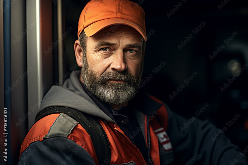 Export postal worker standing workplace delivery center Generative AI picture Export postal worker standing workplace delivery center Generative AI picture